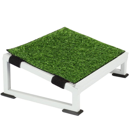 Metron Metal Foot Rest Stool under The Desk with Removable Artificial Grass Turf Top Mat Sheet Relieve Foot Pain and Improves Blood Circulation Color White Base Pack of 1