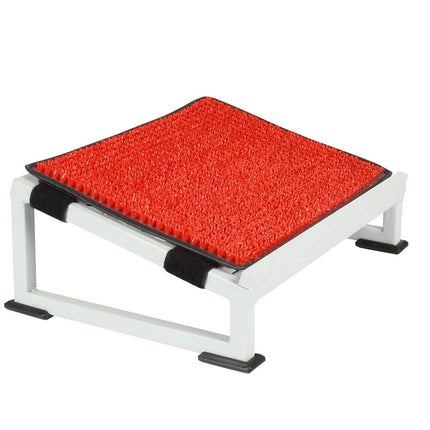 Metron Metal Foot Rest Stool Under The Desk with Removable Acupressure Massage Accumat Plastic Top Sheet Relieve Foot Pain and Improves Blood Circulation Color White Metal Base Pack of 1