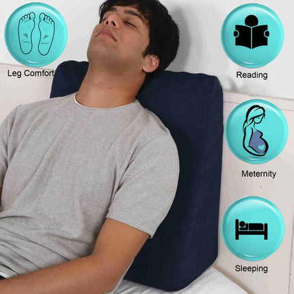 Double Comfort Layer Memory Foam | Top Bed Wedge Pillow For Acid Re-Flux Sleeping | L - 18'' X W- 18'' X H - 10'' Inches