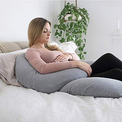 METRON-Full Body Pregnancy Pillow C Shaped Soft Support Cushion for Maternity Nursing and Back Pain Relief Husbands can Also Use