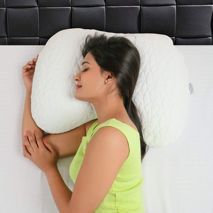 METRON Pillow for Side Sleepers Thick Filled with Shredded Memory Foam Soft Chips Special Design with Washable Cover Pack of 1