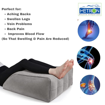 METRON Leg Elevation Pillow for Sleeping  Inflatable Wedge Pillow  Helps in After Surgery Recovery Reducing Swelling & Back Pain  Improves Blood Circulation  Size 22”x19”x8” Inches
