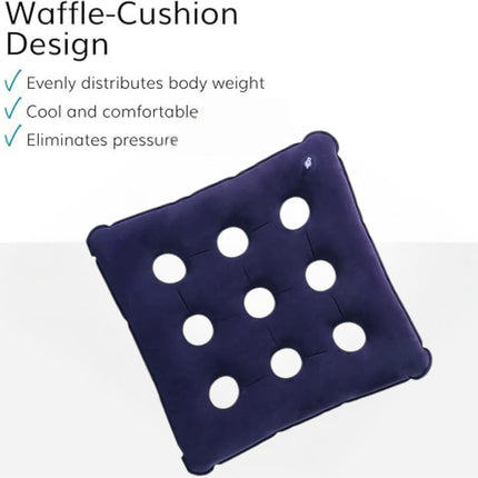 METRON Inflatable Chair Cushion, Portable Chair Pads, Breathable Waffle Cushion, Air Seat Cushion, Tailbone Cushion for Car Office Wheelchair (Light Blue)