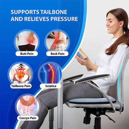 METRON Gel Seat Cushion for Tailbone Pain Relief for Coccyx Back & Lumbar Support Ideal for Professionals Students Teachers & Medical Patients  Pack of 1 Pc with Cover
