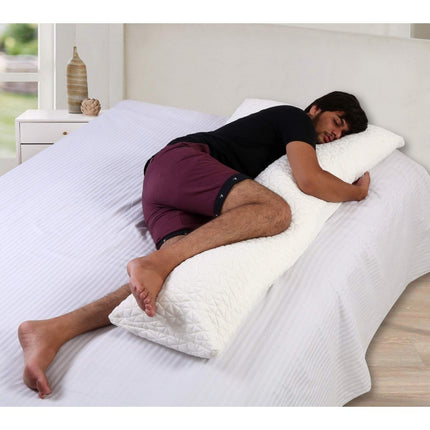 Full Size | L Shape Total Body Pillow with Adjustable Shredded Memory Foam Pillow | Bamboo Derived Viscose Rayon & Polyester Blend Washable Cover