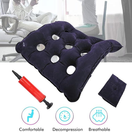 METRON Inflatable Chair Cushion, Portable Chair Pads, Breathable Waffle Cushion, Air Seat Cushion, Tailbone Cushion for Car Office Wheelchair (Light Blue)