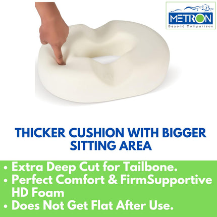 METRON-Thick Donut Ring Cushion Pillow for Piles Hemorrhoid Coccyx Sciatic Nerve Pregnancy Tailbone Back Pain Fistula Prostate Post Natal Pain Relief Post Surgery Relief  Double Cover  Pack of 1