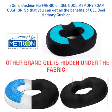 METRON Gel Cool Donut Pillow for Tailbone | Donut Ring Cushion | Piles Pillow for Seat Cushion | Helps in Pregnancy Postpartum Haemorrhoid Fistula Coccyx Pain | Extra Thick & Medium Soft