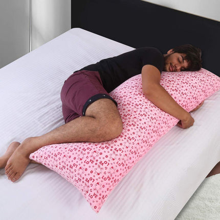 METRON- Full Body Love Hug Long Pillow Size 20”x54” Soft Fibre Filled  Multi-Purpose Sleeping Pillow for All Age  Color Pink  Pack of 1