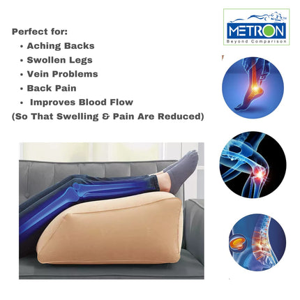 METRON Leg Elevation Pillow for Sleeping | Inflatable Wedge Pillow | Helps in After Surgery Recovery Reducing Swelling & Back Pain | Improves Blood Circulation | Size 22”x19”x11” Inches