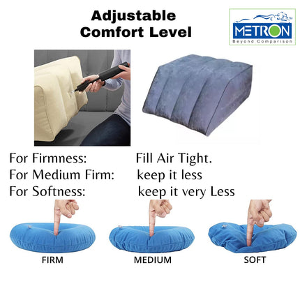 METRON Leg Elevation Pillow for Sleeping  Inflatable Wedge Pillow  Helps in After Surgery Recovery Reducing Swelling & Back Pain  Improves Blood Circulation  Size 22”x19”x8” Inches