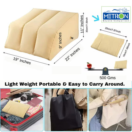 METRON Leg Elevation Pillow for Sleeping | Inflatable Wedge Pillow | Helps in After Surgery Recovery Reducing Swelling & Back Pain | Improves Blood Circulation | Size 22”x19”x11” Inches