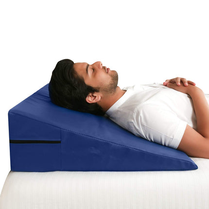 lebedo Multipurpose Bed Wedge Pillow for Leg Elevation for Sleeping  Special Rexine Removable Outer Cover  Color Blue  Pack of 1