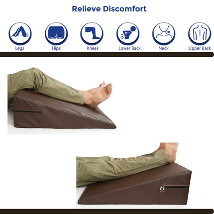 METRON Multipurpose Bed Wedge Pillow for Acid Reflux for Sleeping  Special Rexine Removable Outer Cover  Color Brown  Pack of 1