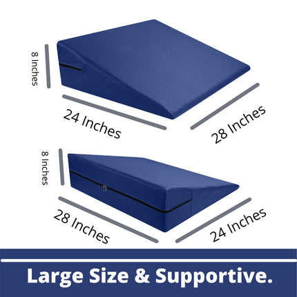 lebedo Multipurpose Bed Wedge Pillow for Leg Elevation for Sleeping  Special Rexine Removable Outer Cover  Color Blue  Pack of 1