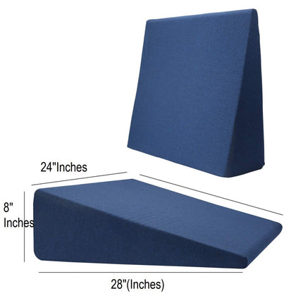 METRON Bed Wedge Pillow For Acid Reflux Gerd For Back Support & Restful Sleep- Medium Firm Support, Medical-Grade Sponge – Easy To Clean Removable Soft Fabric Cover - Medium Size 18X18X8 Inches, Blue