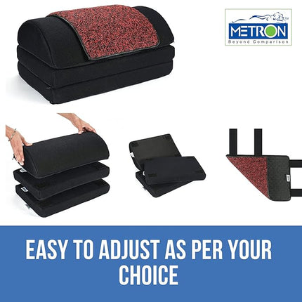 METRON Adjustable Foot Rest for Under Desk for Added Height with Removable Maggiloop Cushion Mat | Ergonomic for Office Chair & Under Table | Washable Cover | Color Black Base | Pack of 1
