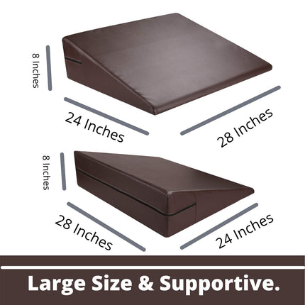 METRON Multipurpose Bed Wedge Pillow for Acid Reflux for Sleeping  Special Rexine Removable Outer Cover  Color Brown  Pack of 1