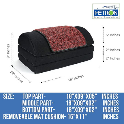 METRON Adjustable Foot Rest for Under Desk for Added Height with Removable Maggiloop Cushion Mat | Ergonomic for Office Chair & Under Table | Washable Cover | Color Black Base | Pack of 1