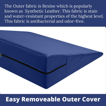 lebedo Multipurpose Bed Wedge Pillow for Leg Elevation for Sleeping  Special Rexine Removable Outer Cover  Color Blue  Pack of 1
