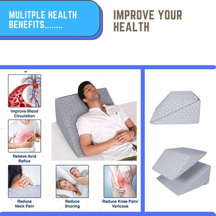 Metron Foam Bed Wedge Pillow Set  Reading Pillow & Back Support Wedge Pillow for Sleeping  2 Separated Sit Up Pillows for Bed Angled Bed Pillow.
