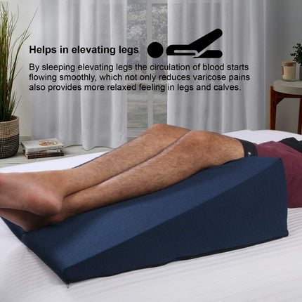 METRON Bed Wedge Pillow For Acid Reflux Gerd For Back Support & Restful Sleep- Medium Firm Support, Medical-Grade Sponge – Easy To Clean Removable Soft Fabric Cover - Medium Size 18X18X8 Inches, Blue