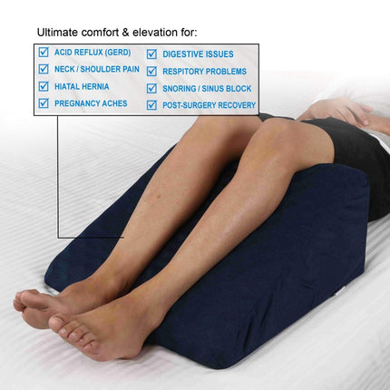 Double Comfort Layer Memory Foam | Top Bed Wedge Pillow For Acid Re-Flux Sleeping | L - 18'' X W- 18'' X H - 10'' Inches