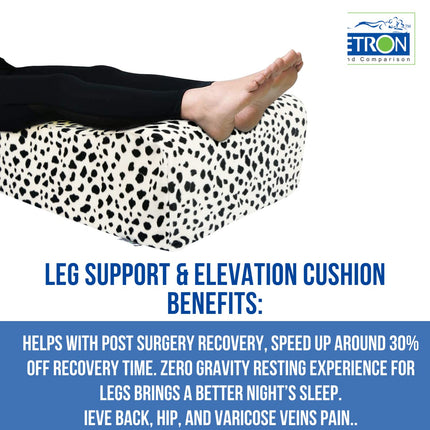 METRON Orthopaedic Bed Wedge Elevated Leg Pillow  Foam Wedge for Leg Elevation Reduces Back Pain & Improves Blood Circulation  Size 20”x18”x8”  Removable & Washable Cover  Pack of 1