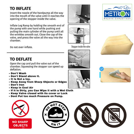 METRON Leg Elevation Pillow for Sleeping | Inflatable Wedge Pillow | Helps in After Surgery Recovery Reducing Swelling & Back Pain | Improves Blood Circulation | Size 22”x19”x11” Inches