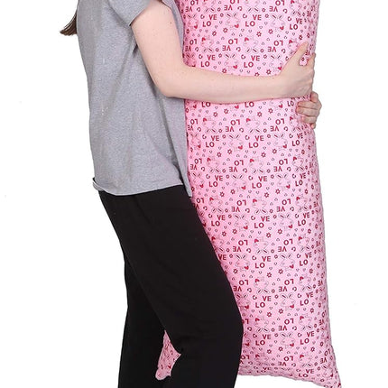 METRON- Full Body Love Hug Long Pillow Size 20”x54” Soft Fibre Filled  Multi-Purpose Sleeping Pillow for All Age  Color Pink  Pack of 1