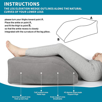 METRON Leg Elevation Pillow for Sleeping  Inflatable Wedge Pillow  Helps in After Surgery Recovery Reducing Swelling & Back Pain  Improves Blood Circulation  Size 22”x19”x8” Inches