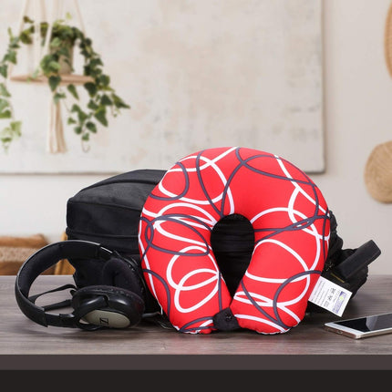 Abstract Line Circle Dual Comfort Micro Beads U Shaped Travel Pillow Airplane Car Bus Comfort Head Support Neck & Cervical Pillow