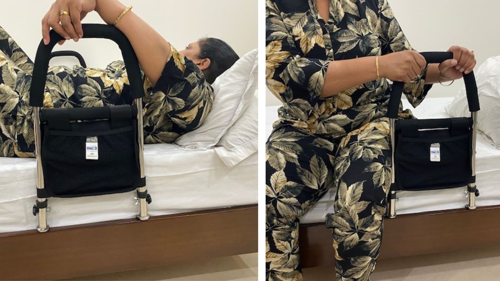 Metron bed side rail for elderly providing safe bedside support