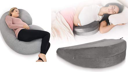Metron- Combo Pack-Multipurpose-C Shape Full Body Soft Supportive Pregnancy Pillow with Handy Small Wedge Pillow Helps in Sitting & Supporting Baby Bump.C Combo Pregnancy Pillow