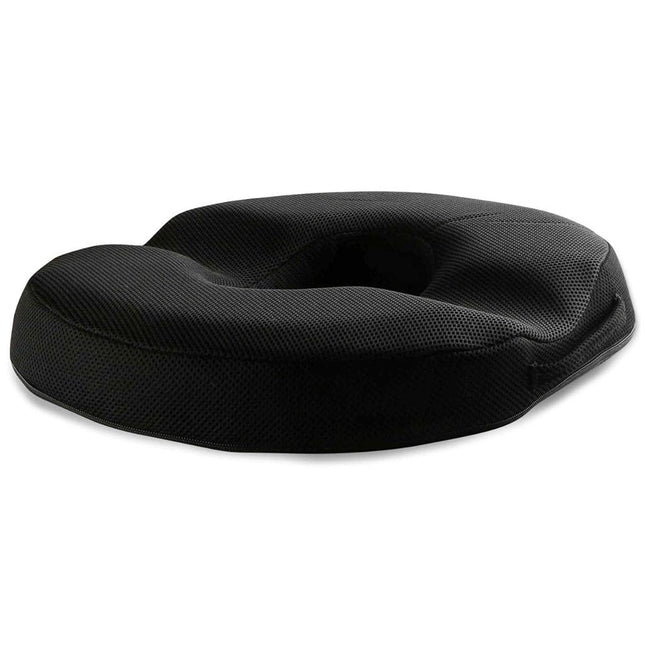 METRON Memory Foam Soft Donut Seat Cushion for Lower Back Tailbone Sciatica Coccyx Hemorrhoid Piles Pain Pressure Relief for Office Desk Chair Car Plane Wheelchair  Color-Black