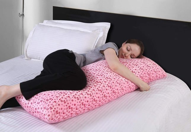 METRON- Full Body Love Hug Long Pillow Size 20”x54” Soft Fibre Filled  Multi-Purpose Sleeping Pillow for All Age  Color Pink  Pack of 1