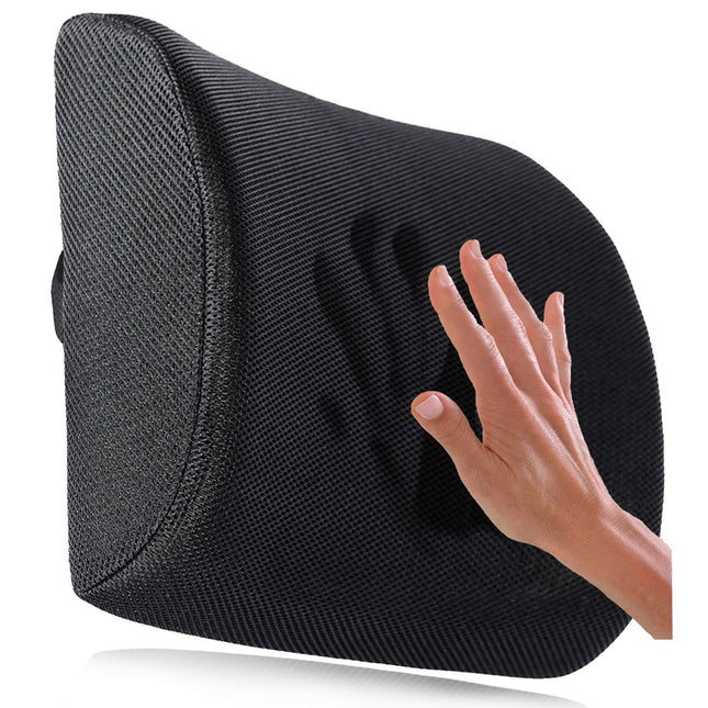 METRON Memory Foam Lumbar Support Pillow, Standard, Black