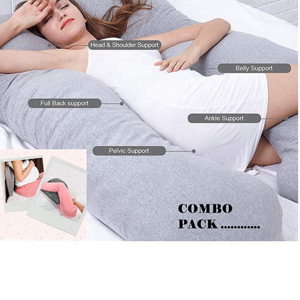 Metron- Combo Pack-Multipurpose-U Shape Full Body Soft Supportive Pregnancy Pillow with Handy Small Wedge Pillow Helps in Sitting & Supporting Baby Bump