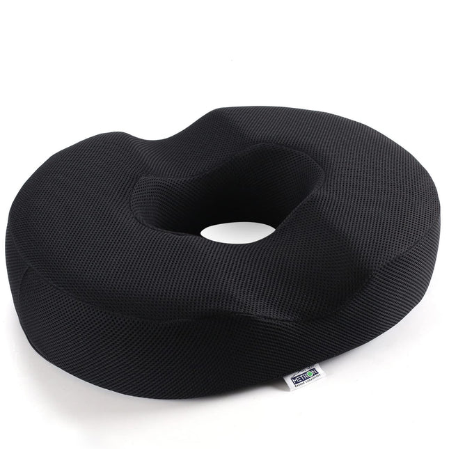 METRON Donut Pillow for Tailbone Pain Relief  helps in Pregnancy Coccyx Piles Hemorrhoid & Postpartum  Orthopedic Ring Seat Cushion for Fistula  Extra Thick  Medium Firm  Removable Washable Cover