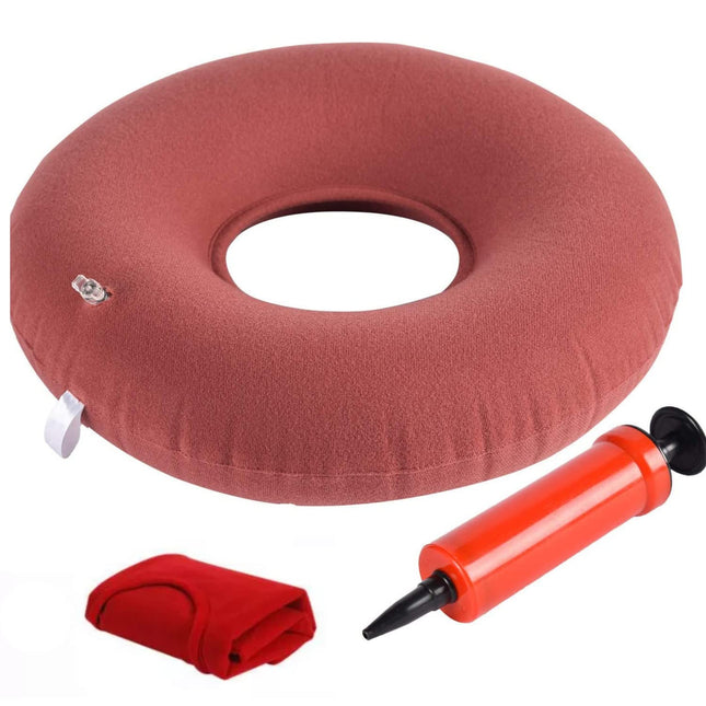 Metron Inflatable Donut Seat Cushion For Haemorrhoids Piles Fistula Postpartum Post Surgery15 Inch Diameter Ring Shape Air Donut Pillow For Tailbone Pain ReliefFor Office Car Home - Plastic, Brown