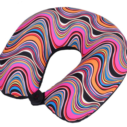 METRON Rainbow Print Dual Comfort Micro Beads U Shaped Travel Airplane Car Bus Head Support Neck and Cervical Pillow (Random Colour)