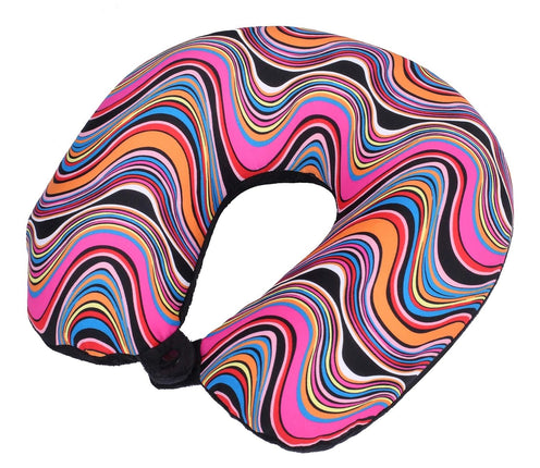 METRON Rainbow Print Dual Comfort Micro Beads U Shaped Travel Airplane Car Bus Head Support Neck and Cervical Pillow (Random Colour)