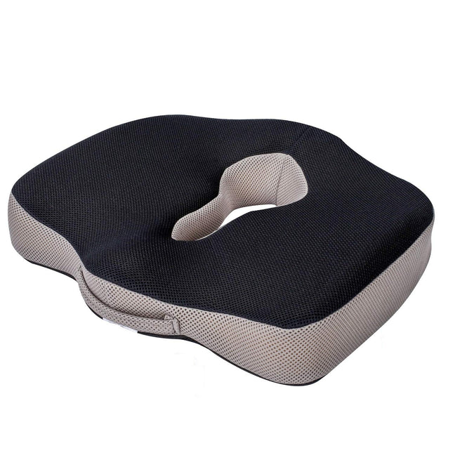 METRON Memory Foam Soft Donut Seat Cushion for Lower Back Tailbone Sciatica Coccyx Hemorrhoid Piles Pain Pressure Relief for Office Desk Chair Car Plane Wheelchair Color-Black &Grey, pack of 1