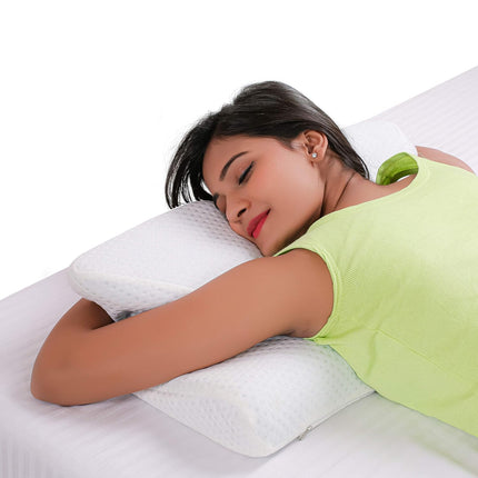 METRON Cervical Pillow Contour Memory Foam Orthopedic Pillow for Neck Pain Sleeping for Side Sleeper Back Sleeper Stomach Sleeper with Removable Pillowcase- 23.5x 14.5x 5.5 inches