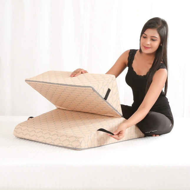 METRON 7-in-1 Multipurpose Adjustable Bed Wedge Pillow for Sleeping | Helps in Elevating Head Neck Leg & Knee for Acid Reflux Gerd Edema Varicose Veins & Post Surgery | Pack of 1 (Foam)