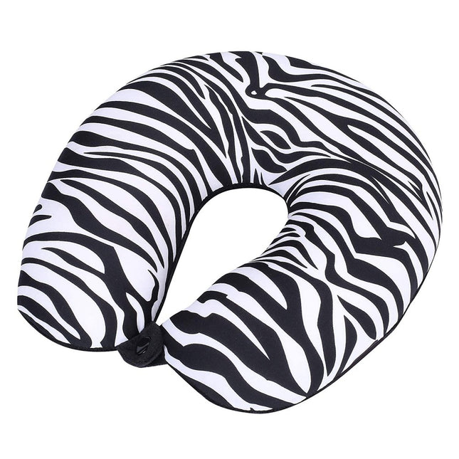Zebra Print Dual Comfort Micro Beads U Shaped Travel Pillow Airplane Car Bus Comfort Head Support Neck & Cervical Pillow
