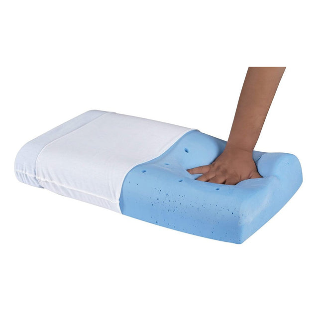 Contour Gel Blue Memory Foam Visco Elastic Soft Bed Pillow for Spondylitis Side or Back Sleepers Cervical Pillow