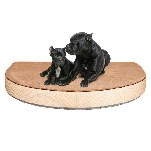 Orthopeadic Pet Bed for Large Dogs | D Shape | Camel Color | Size Dia 48” Thickness 5” inches | Anti Skid Bottom | Washable Removable Outer Special Sherpa Fabric Cover | Pack of 1