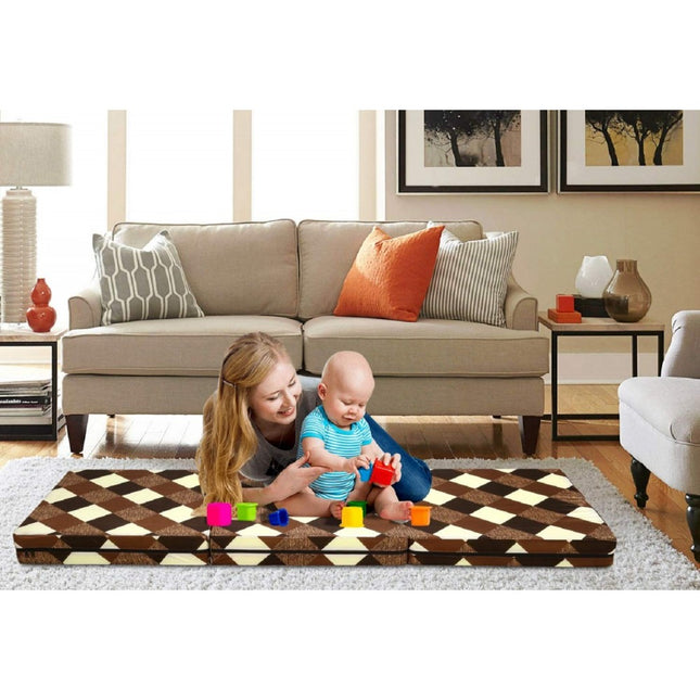 Three-Fold Reversible Pure Breathable Soft PU Foam Mattress for Sleeping with Washable Cover-Single (75''X36''X3'' Inch)