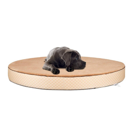 Orthopeadic Pet Bed for Large Dogs | Oval Shape | Camel Color | Size 48”x36”x5” inches | Anti Skid Bottom | Washable Removable Outer Secial Sherpa Fabric Cover | Pack of 1